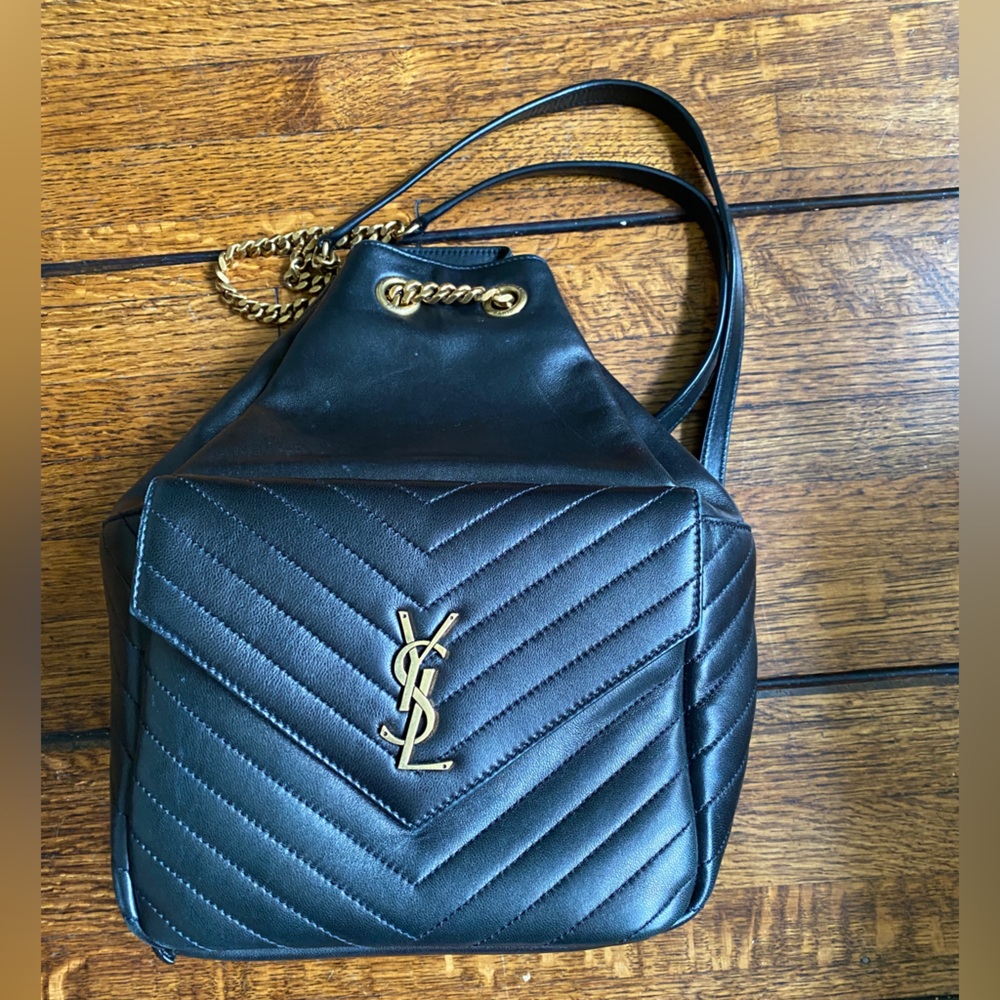 Saint Laurent Black Quilted Joe Lambskin Leather Backpack - Picture 2 of 5